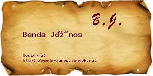 Benda János névjegykártya